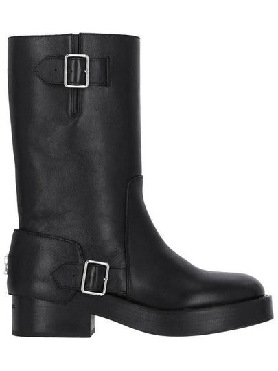 Americana Harness Leather Middle Boots Black - COURREGES - BALAAN 2