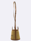 SCMP0056 Brown leather trimmed raffia tropicana bucket tote bag shoulder strap - MARNI - BALAAN 3