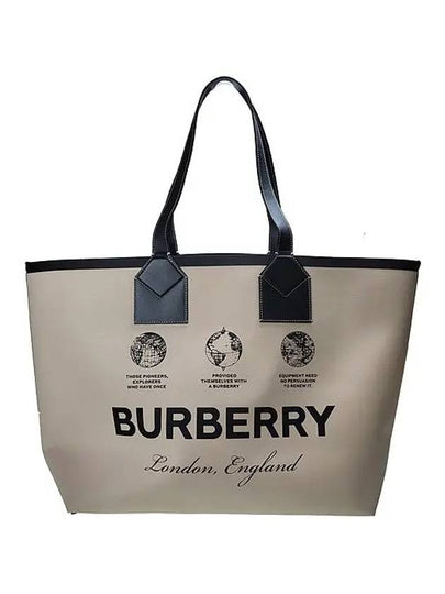 Prorsum Label Print London Cotton Tote Bag Beige - BURBERRY - BALAAN 2