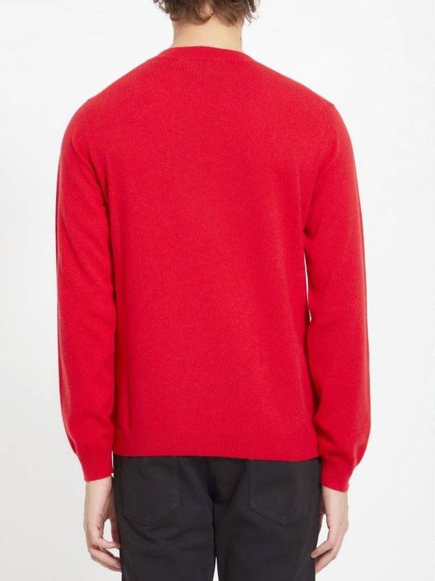 Men's Horsebit Crew Neck Cashmere Knit Top Red - GUCCI - BALAAN 4