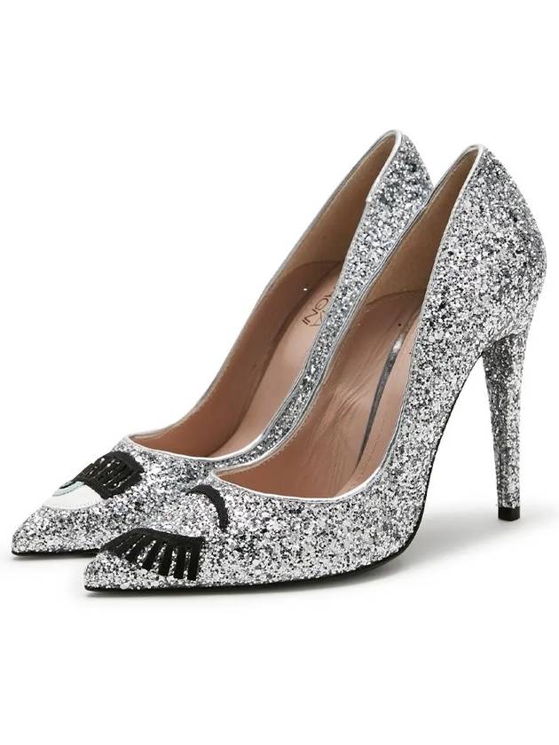 Women Makeup Glitter Silver High Heels CF632 - CHIARA FERRAGNI - BALAAN 3