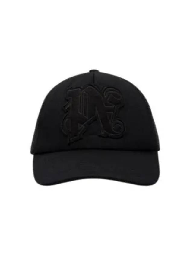 Monogram Trucker Ball Cap Black - PALM ANGELS - BALAAN 1