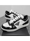 Men's Downtown Triangle Logo Leather Low Top Sneakers White Black - PRADA - BALAAN 4