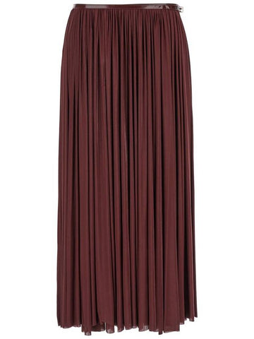 Long Bordeaux Pleated Skirt In Stretch Fabric Woman - PHILOSOPHY DI LORENZO SERAFINI - BALAAN 1