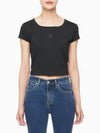 JEANS Women s Black Cooling Logo Baby T Shirt J223905 BEH - CALVIN KLEIN - BALAAN 1