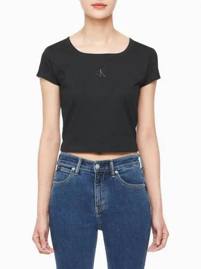 JEANS Women s Black Cooling Logo Baby T Shirt J223905 BEH - CALVIN KLEIN - BALAAN 2