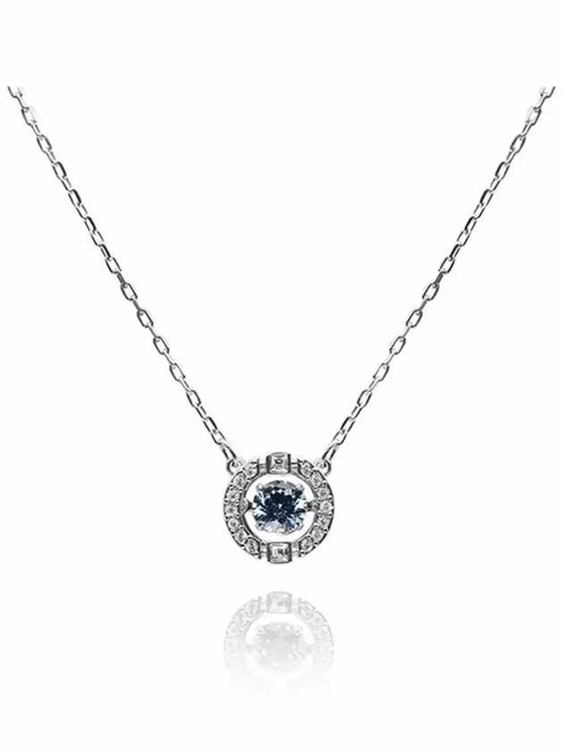 Una Crystal Round Cut Necklace Blue Silver - SWAROVSKI - BALAAN 4