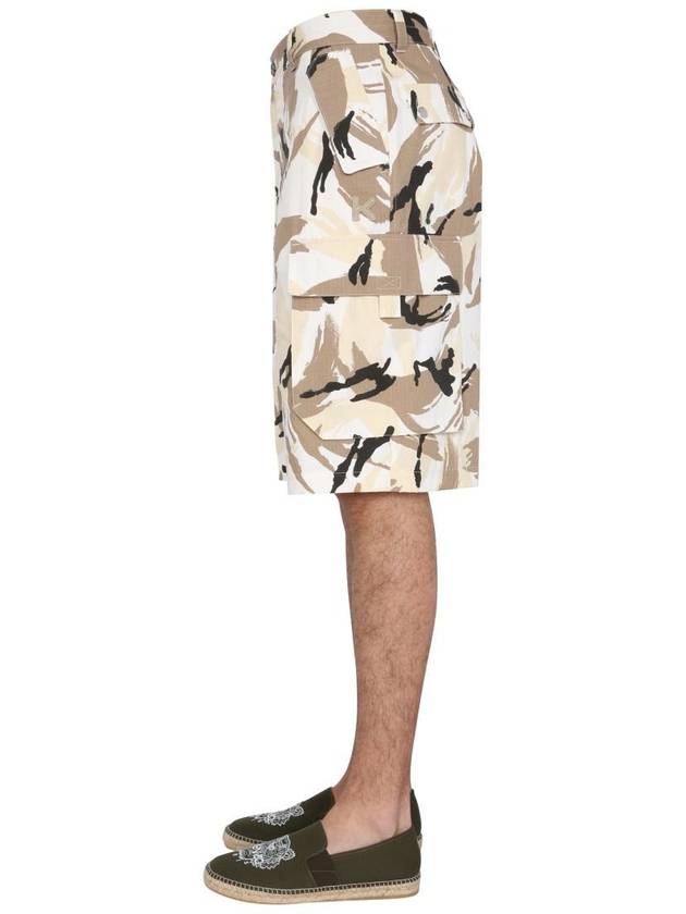 Camo Plage Print Cargo Bermuda Shorts Blanc - KENZO - BALAAN 4