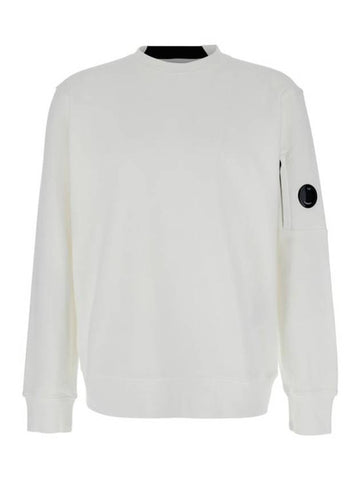 Diagonal Raised Fleece Crewneck Lens Sweatshirt White - CP COMPANY - BALAAN 1