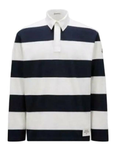 Striped Polo Shirt White Navy - MONCLER - BALAAN 1