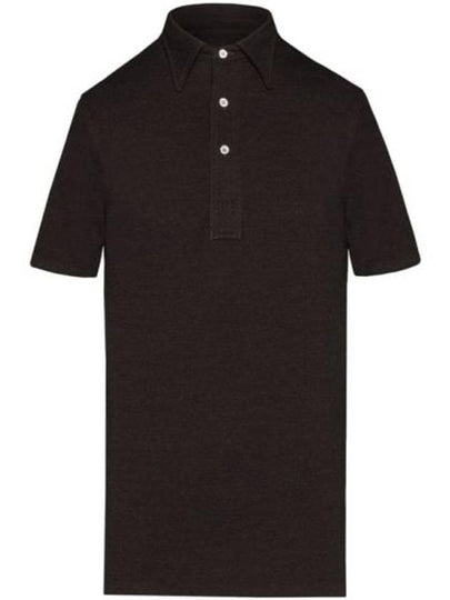 Collared Knit Pique Polo Shirt Dark Brown - MAISON MARGIELA - BALAAN 2