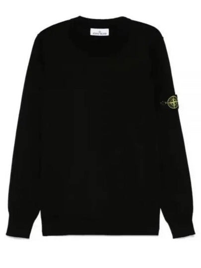 5100053 Soft Organic Cotton Small Roll Details Crewneck Sweatshirt Black - STONE ISLAND - BALAAN 2