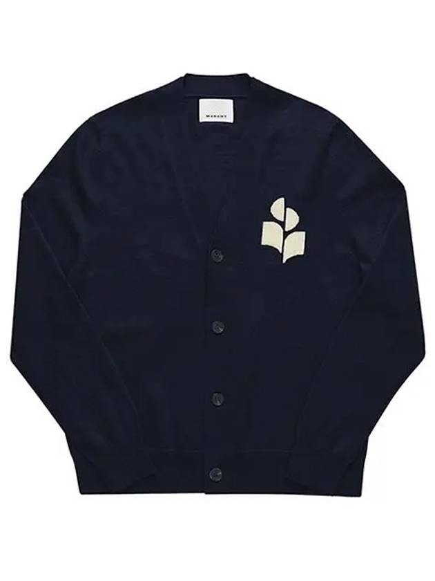 Men's Logo Intarsia Cardigan Navy - ISABEL MARANT - BALAAN 4