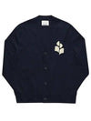 Men's Logo Intarsia Cardigan Navy - ISABEL MARANT - BALAAN 3