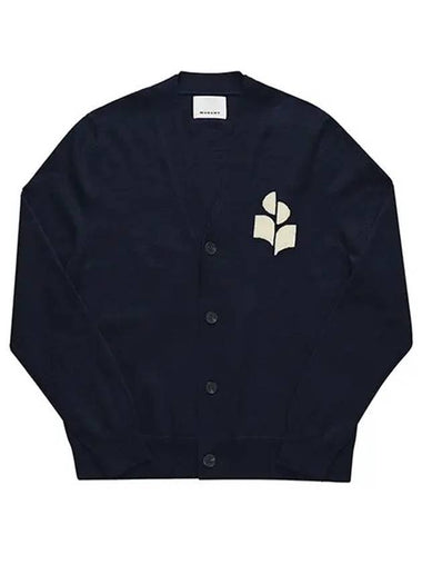 Men's Logo Intarsia Cardigan Navy - ISABEL MARANT - BALAAN 1