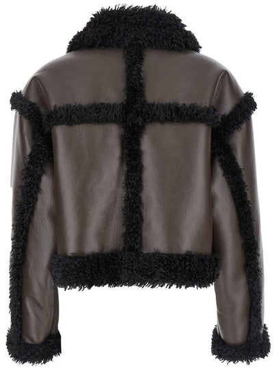 'Kristy' Brown Crop Double-Breasted Coat With Faux Shearling Trim In Leather Woman - STAND STUDIO - BALAAN 2