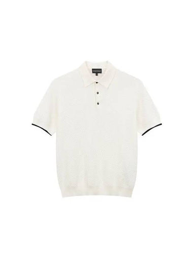 Men s Eagle Logo Ribbed Collar Pullover Cream - EMPORIO ARMANI - BALAAN 1