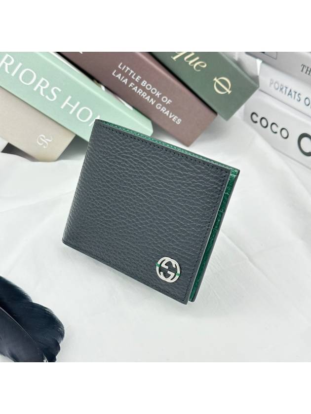 GG Interlocking Two Tone Half Wallet Black - GUCCI - BALAAN 6