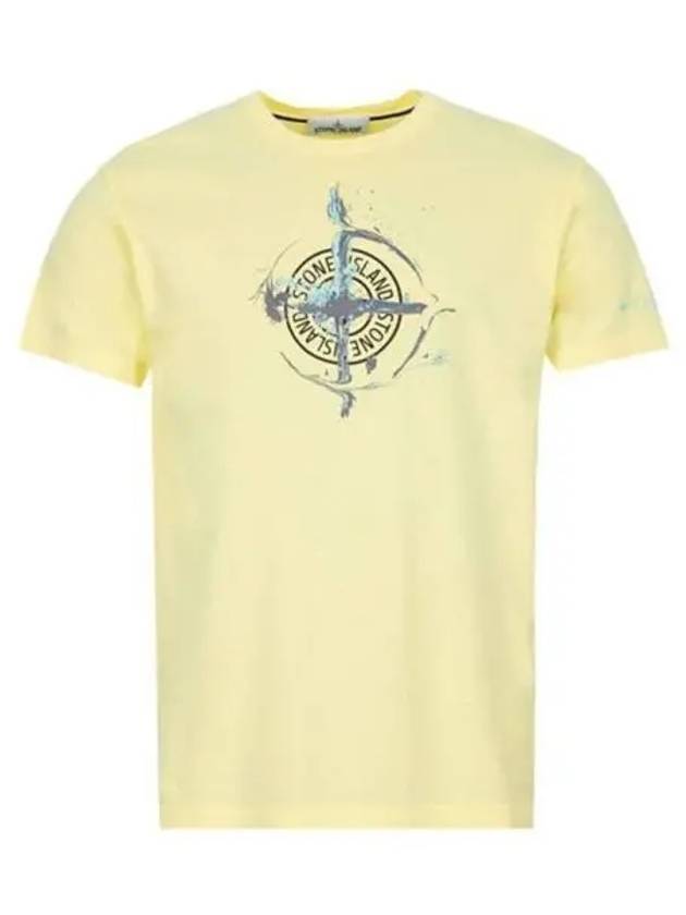 Marble One Logo Print Short Sleeve T-Shirt Lemon - STONE ISLAND - BALAAN 2