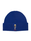 Embroidered Holiday Bear Wool Beanie Blue - POLO RALPH LAUREN - BALAAN 1