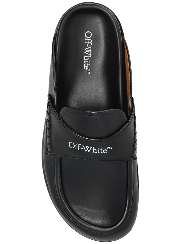 Off-White Leather Platform Slides, Men's, Black - OFF WHITE - BALAAN 6