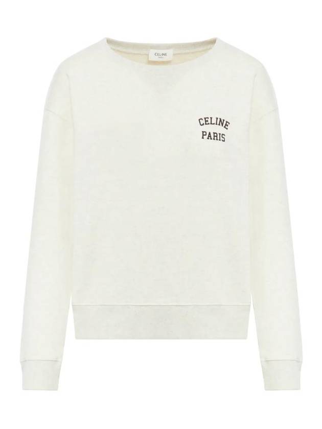 Logo Print Cotton Fleece Loose Sweatshirt Cream - CELINE - BALAAN 1