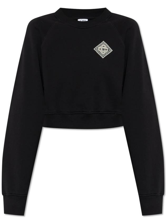 Casablanca Cropped Sweatshirt, Women's, Black - CASABLANCA - BALAAN 1