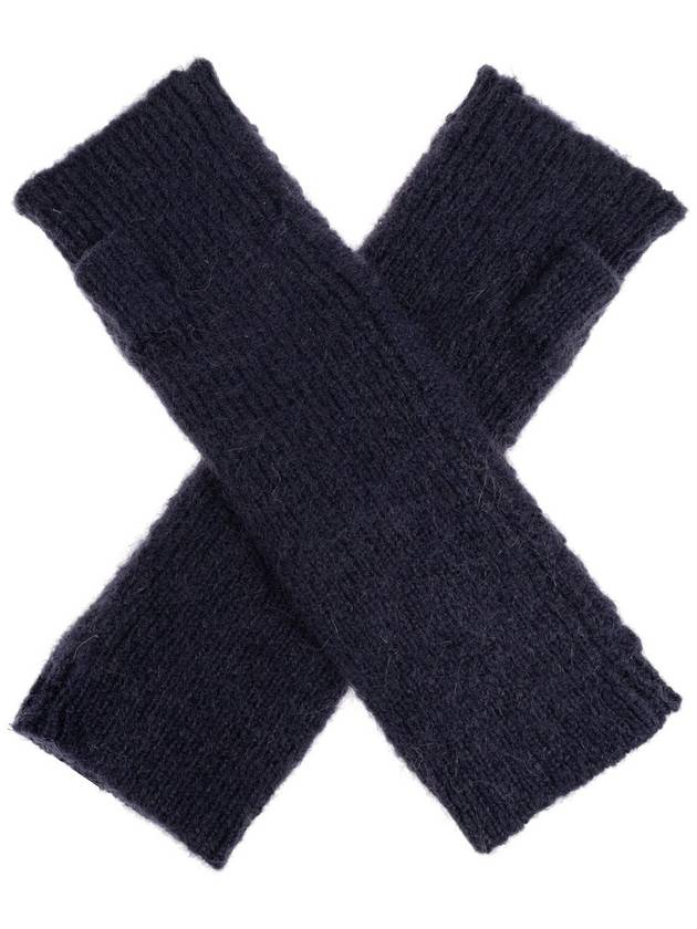 Treva Logo Patch Cable Knit Gloves Midnight - ISABEL MARANT - BALAAN 4