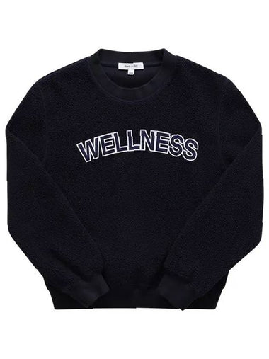 Sherpa Fleece Crew Neck Sweatshirt Navy - SPORTY & RICH - BALAAN 1