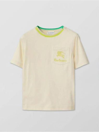 Kids Embroidery Logo Pocket Short Sleeve T-Shirt Cream - BURBERRY - BALAAN 1