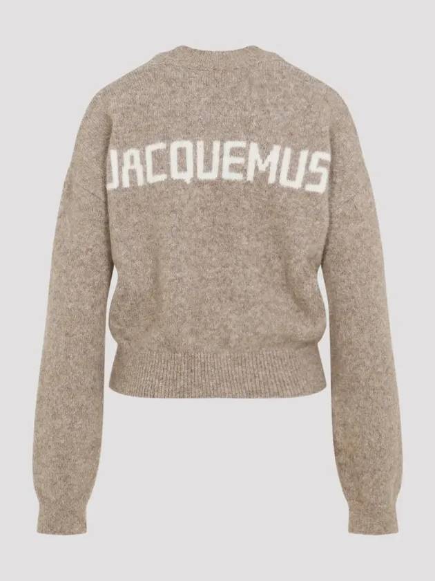 Intarsia Knit Logo Crew Neck Knit Top Beige - JACQUEMUS - BALAAN 3