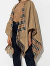 Women's Check Reversible Wool Cape Beige - BURBERRY - BALAAN 5