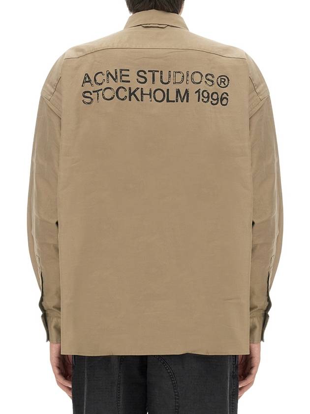 Studios Oversized Cotton Long Sleeve Shirt Beige - ACNE STUDIOS - BALAAN 4