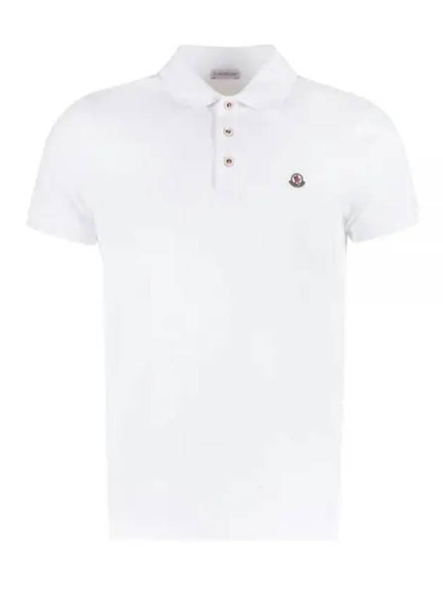 Men s Chest Logo Patch Polo T shirt Short Sleeve White 233521 - MONCLER - BALAAN 1