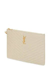 YSL Monogram Quilted Leather Strap New Medium Clutch Bag Cream - SAINT LAURENT - BALAAN 2