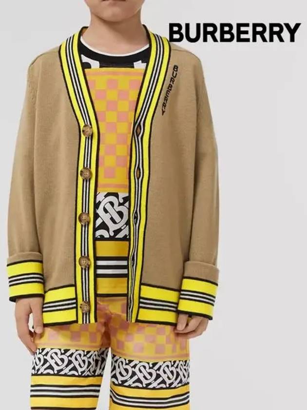 Stripped Trim Wool Cardigan Archive Beige - BURBERRY - BALAAN 7