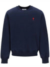 Heart Logo Organic Cotton Sweatshirt Navy - AMI - BALAAN 2