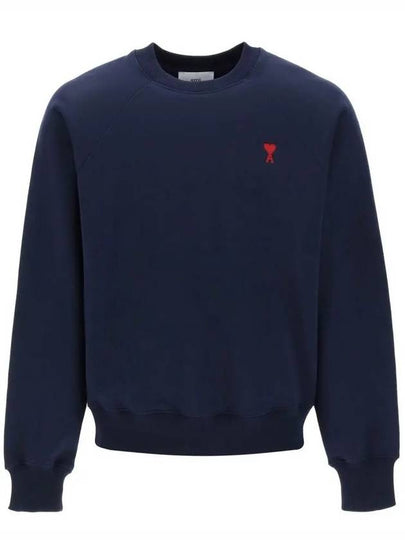 Heart Logo Organic Cotton Sweatshirt Navy - AMI - BALAAN 2