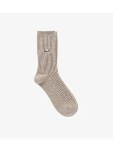 Women s Cashmere Blend Ribbed Tissue Medium Neck Socks Light Gray - LACOSTE - BALAAN 1