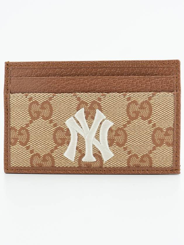 547793 Unisex MLB New York Fabric Leather Brown Card Wallet Men Women - GUCCI - BALAAN 1