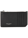 Caviar Logo Card Wallet Black - SAINT LAURENT - BALAAN 1