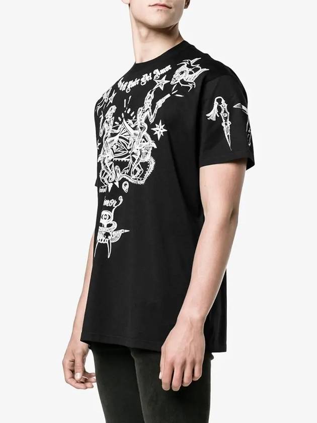 Tattoo Print Cotton Short Sleeve T-Shirt Black - GIVENCHY - BALAAN 4