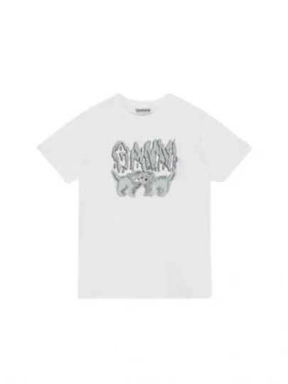 Logo Print Short Sleeve T-Shirt White - GANNI - BALAAN 2