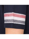 Textured Cotton Stripe Short Sleeve T-Shirt Navy - THOM BROWNE - BALAAN 5