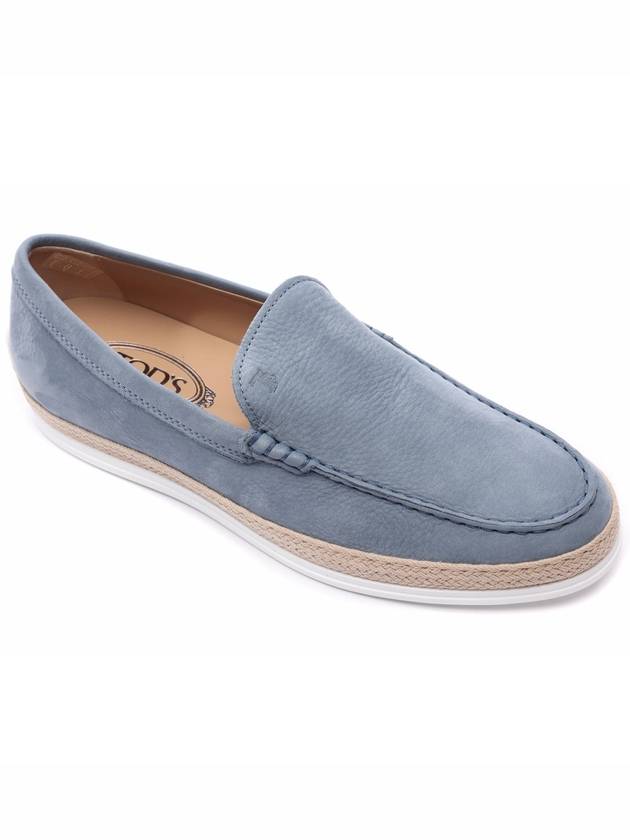 Men's Newbuck Embossed Logo Slip-On Loafers Blue - TOD'S - BALAAN 4