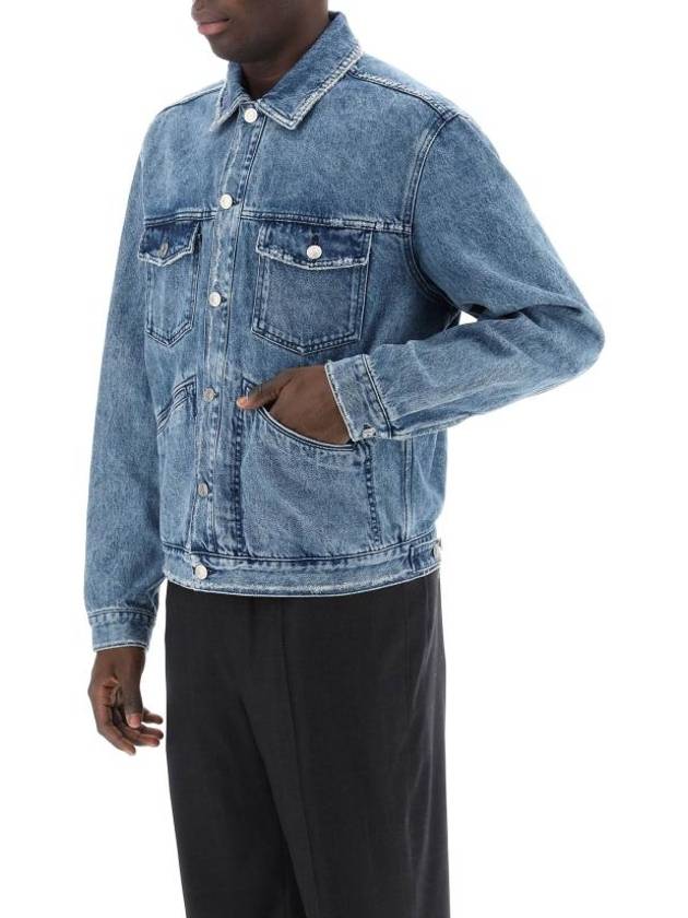 Jango Embroidered Logo Denim Jacket Blue - ISABEL MARANT - BALAAN 5