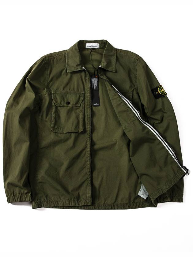 Waffen Patch Two Pocket Cotton Over Zip Up Jacket Sage Green - STONE ISLAND - BALAAN 5