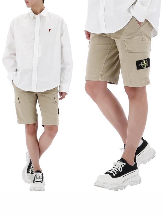 Compass Badge Cargo Shorts Beige - STONE ISLAND - BALAAN 2