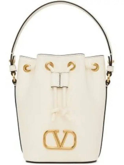 V Logo Signature Bucket Bag White - VALENTINO - BALAAN 2