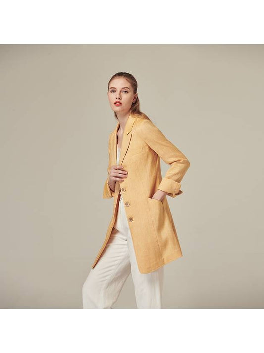 100% linen herringbone summer long jacket yellow - RS9SEOUL - BALAAN 2